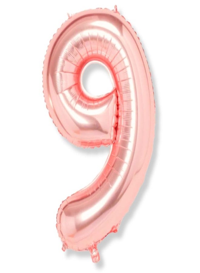 Flyloons 9 number Rose Gold Foil Balloon 16 inch Size Birthday Decoration Items Pack of 1 | 9th Year Balloons | Nine - Image 1